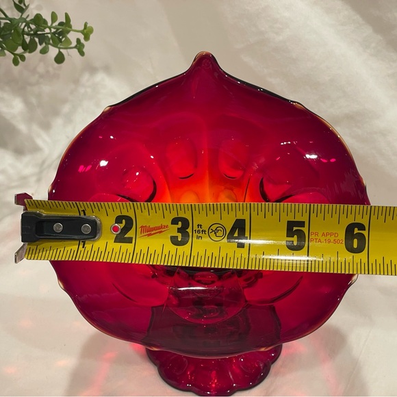 Fenton Ruby Red & Amber “Amberina” Tulip-Shaped Vase / Dish / Centerpiece. EUC - Picture 11 of 12